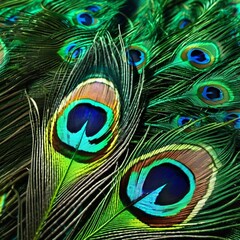 peacock feathers close up