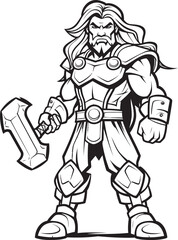 Heroic Edge Long Haired Axe Icon Dark Defender Vector Axe Emblem