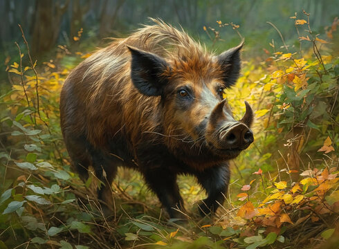 wild boar in forest - pig