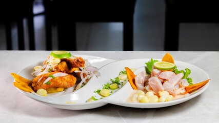 Peruvian cebiche. copyspace