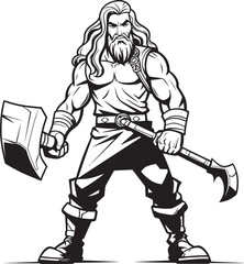 Shadowed Sentinel Black Axe Design Blade Bearer Vector Hero with Axe