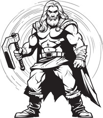 Savage Savior Vector Long Haired Hero Blade Guardian Black Axe Emblem