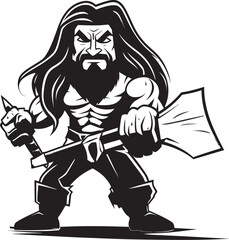 Shadowed Sentinel Vector Axe Icon Blade Bearer Long Haired Heroic Design