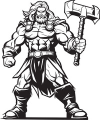 Savage Sentinel Long Haired Logo Icon Axe Avenger Black Heroic Emblem