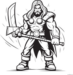 Axe of Valor Long Haired Hero Emblem Warriors Will Iconic Axe Icon