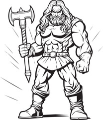 Obraz premium Eternal Vigilance Black Vector Emblem Sentinel Long Haired Axe Icon