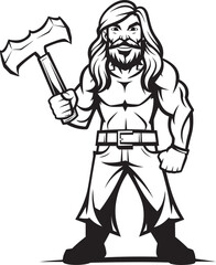 Champions Chop Hero with Axe Vector Defenders Devotion Black Emblem Design