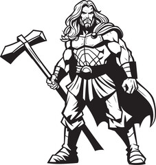 Blade Brawler Iconic Axe Emblem Mystic Warrior Long Haired Hero Icon