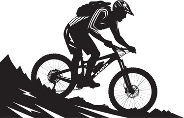 Trail Titan Black Mountain Biker Logo Slope Surge Downhill Bike Vector