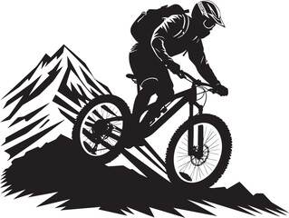 Naklejka premium Extreme Expedition Black Downhill Logo Vertigo Venture Iconic Biker Emblem
