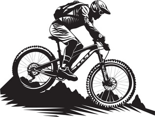 Peak Plunge Vector Downhill Icon Gravity Glide Black Biker Emblem