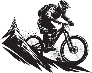 Thrill Rider Downhill Icon Summit Sprinter Vector Biker Emblem