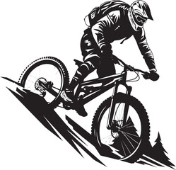 Gravity Glide Iconic Downhill Graphics Extreme Expedition Vector Mountain Biker Emblem