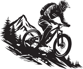 Adrenaline Rush Black Downhill Biker Icon Extreme Descent Iconic Bike Emblem