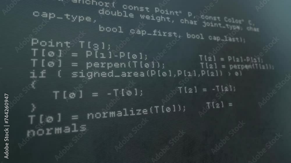 Poster animation of data processing over dark background