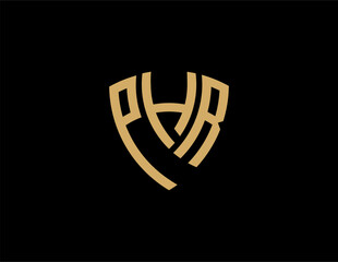 PHR creative letter shield logo design vector icon illustration
