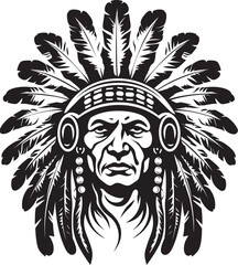 Guardian of Tradition Iconic Chief Emblem Soul of the Tribe Chief Logo Vector