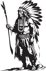 Spirit of the Plains Iconic Chief Design Guiding Light Chief Logo Icon