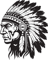 Eagle Guardian Black Chief Logo Sacred Sentinel Iconic Native Emblem