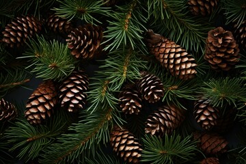 Fototapeta premium Spruce pine branches. Norway cone pine. Generate Ai