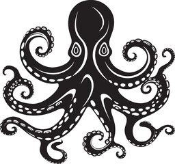 Inky Impression Vector Logo Emblem Tidal Tribute Black Octopus Emblem