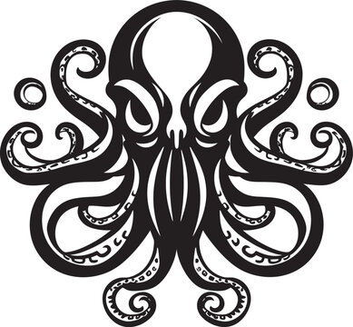 Maritime Monarch Black Octopus Logo Inkwell Insight Iconic Vector Design
