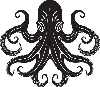 Aquatic Aura Black Logo Squid Symphony Octopus Design