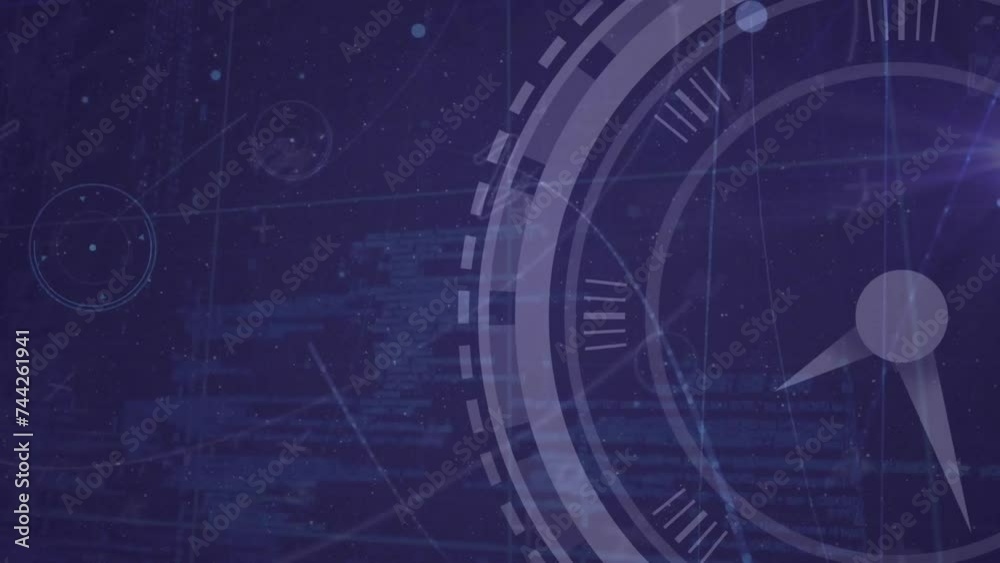 Poster animation of clock moving and data processing