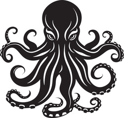 Kraken King Vector Logo Emblem Submerged Sovereignty Black Octopus Design