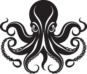 Cephalopod Commander Black Icon Graphics Inkwell Innovator Octopus Logo Design