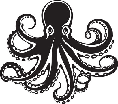 Tentacle Titan Vector Logo Icon Tidal Tyrant Octopus Emblem Vector