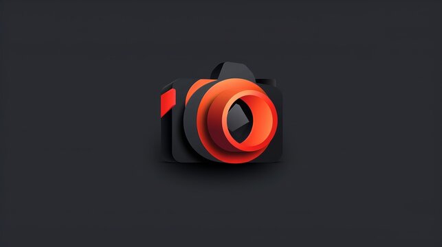 Logo Design For A Photo Camera Side View. Simple, Vector-style, Gaming Logo. Black Background