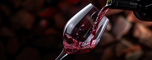 red wine pouring into glass
