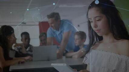 Animation of network of connections over diverse schoolchildren - Powered by Adobe