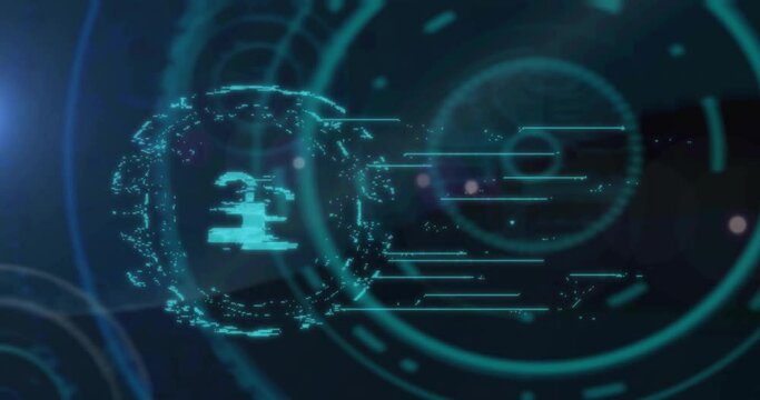 Animation of padlock, network of connections and data processing connections