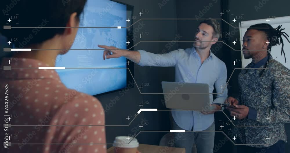 Canvas Prints Animation of data processing over diverse business people in office