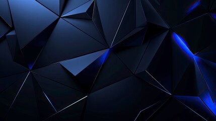 Modern black blue abstract background. Minimal. Color gradient. Dark. Web banner. Geometric shape. 3d effect. Lines stripes triangles. Design. Futuristic. Cut paper or metal effect - generative ai - obrazy, fototapety, plakaty