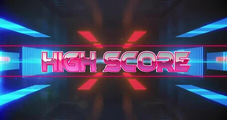 Animation of high score text over neon tunnel - Powered by Adobe