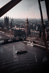 Iconic Big Ben clock tower and bridge in London, England