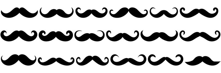Mustache father silhouettes set, large pack of vector silhouette design, isolated white background