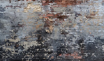 Old weathered brick wall with peeling paint. Abstract background for design.
