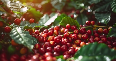 The Natural Splendor of Fresh Red Cherry Coffee Beans