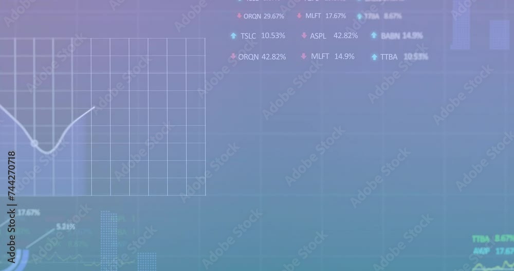 Sticker Animation of diagrams and data processing over stock market