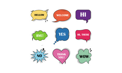 Collection of Hand-drawn comic speech bubbles or talk bubbles and Doodle conversation clouds. Dialogue chat bubbles with small talk phrases, think or talk clouds. vector symbols set.