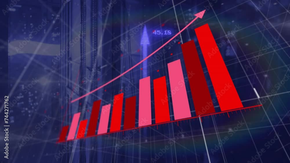 Wall mural animation of digital data processing over computer servers