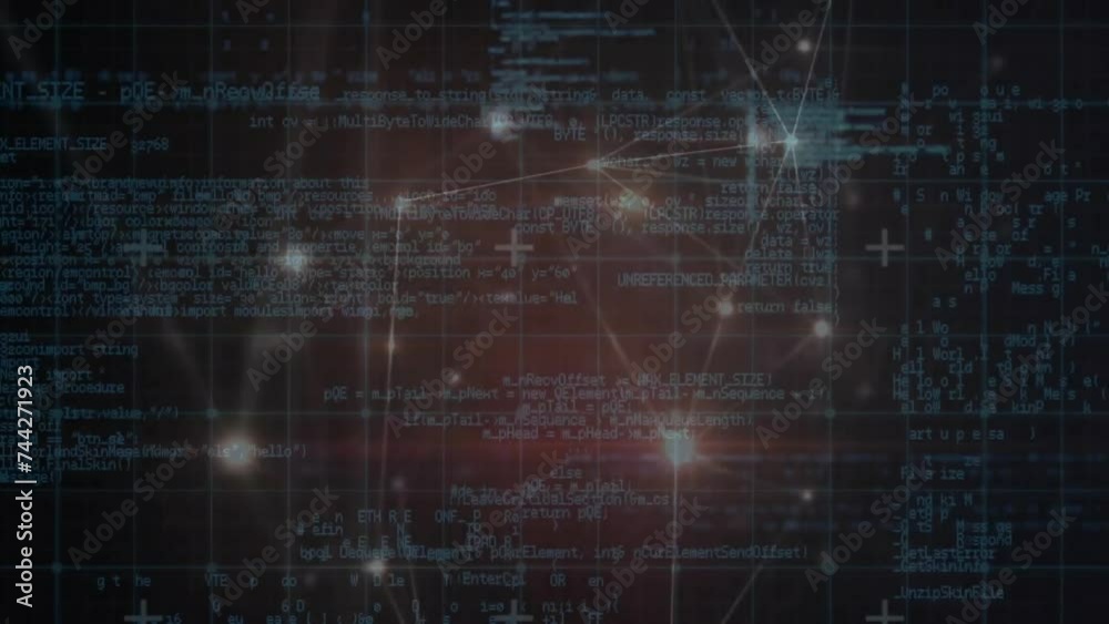 Sticker Animation of network of connections and data processing over light spots