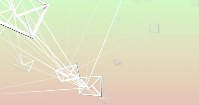 Animation of envelope icons with network of connections