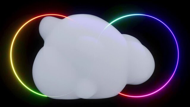 Neon Sign endless white cloud intro able to loop 