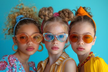 A stylish squad of women donning chic sunglasses as a statement fashion accessory, exuding confidence and attitude through their eyewear