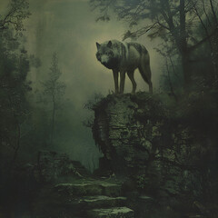 Naklejka premium wolf in a jungle 